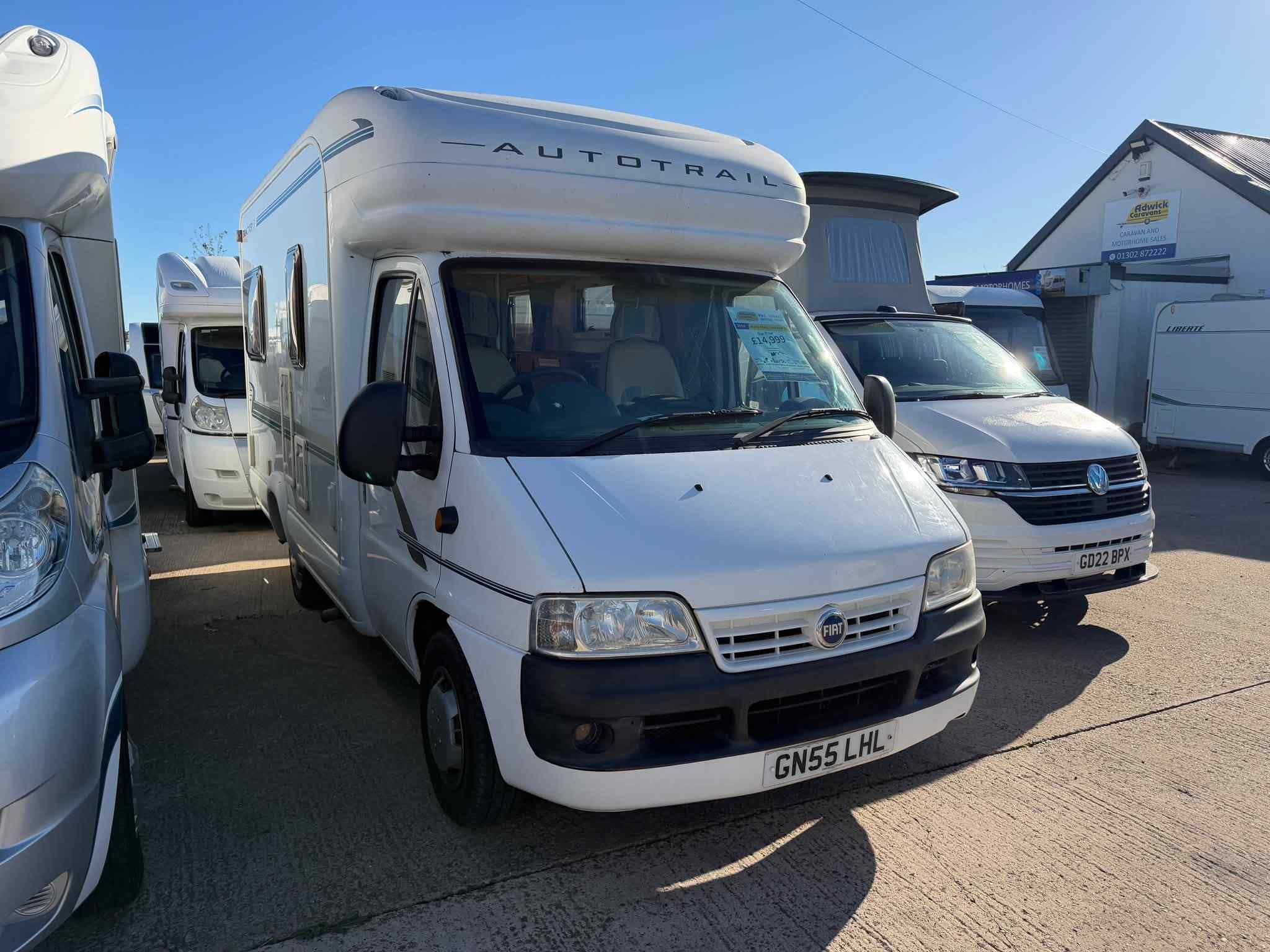 2005 Auto-Trail Tracker SE motorhome showing front exterior and Fiat Ducato driver's cab